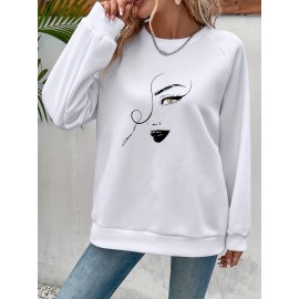 Graphic Print Pullover Sweatshirt, Casual Long Sleeve Crew Neck Sweatshirt For Spring & Fall, Women's Clothing