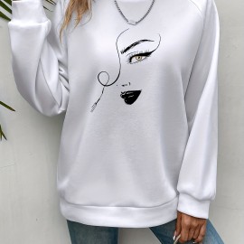 Graphic Print Pullover Sweatshirt, Casual Long Sleeve Crew Neck Sweatshirt For Spring & Fall, Women's Clothing