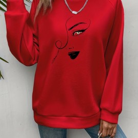 Graphic Print Pullover Sweatshirt, Casual Long Sleeve Crew Neck Sweatshirt For Spring & Fall, Women's Clothing