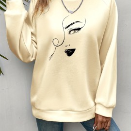 Graphic Print Pullover Sweatshirt, Casual Long Sleeve Crew Neck Sweatshirt For Spring & Fall, Women's Clothing