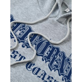 California Letter Print Hoodies, Casual Drawstring Long Sleeve Sweatshirt, Women's Clothing