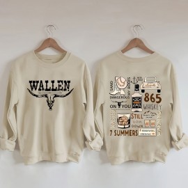 Graphic & Letter Print Pullover Sweatshirt, Casual Long Sleeve Crew Neck Sweatshirt For Fall & Winter, Women's Clothing