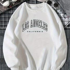 Los Angeles Print Preppy Sweatshirt, Long Sleeve Crew Neck Casual Sweatshirt For Winter & Fall, Women's Clothing