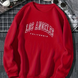 Los Angeles Print Preppy Sweatshirt, Long Sleeve Crew Neck Casual Sweatshirt For Winter & Fall, Women's Clothing