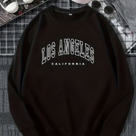 Los Angeles Print Preppy Sweatshirt, Long Sleeve Crew Neck Casual Sweatshirt For Winter & Fall, Women's Clothing