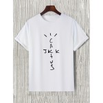 Men's Casual Letter Graphic Print T-shirt, Trendy Round Neck Tee For Summer