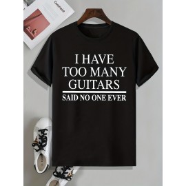 Tees For Men, Funny 'Too Many Guitars' Print T Shirt, Casual Short Sleeve Tshirt For Summer Spring Fall, Tops As Gifts, For Guitar Players