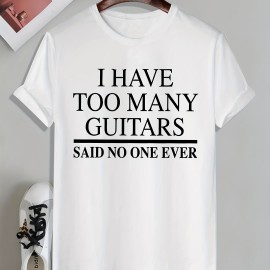 Tees For Men, Funny 'Too Many Guitars' Print T Shirt, Casual Short Sleeve Tshirt For Summer Spring Fall, Tops As Gifts, For Guitar Players