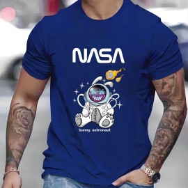 NASA Astronaut Print, Men's Graphic T-shirt, Casual Comfy Tees For Summer, Mens Clothing