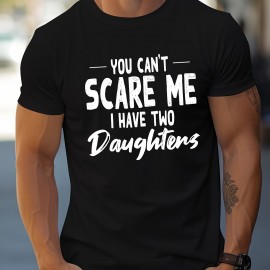 Tees For Men, Funny 'I Have 2 Daughters' Print T Shirt, Casual Short Sleeve Tshirt For Summer Spring Fall, Tops As Gifts