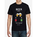 Funny Beer Is Calling Print, Men's Graphic Design Crew Neck Active T-shirt, Casual Comfy Tees Tshirts For Summer, Men's Clothing Tops For Daily Gym Workout Running