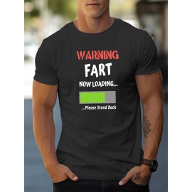 Warning Fart Loading Print Men's Short Sleeve T-shirt Summer T-shirt Top