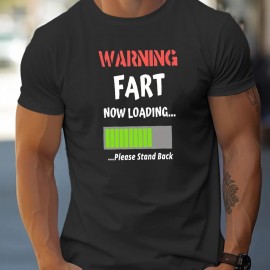 Warning Fart Loading Print Men's Short Sleeve T-shirt Summer T-shirt Top