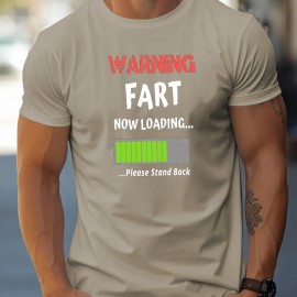 Warning Fart Loading Print Men's Short Sleeve T-shirt Summer T-shirt Top