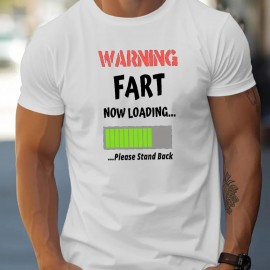 Warning Fart Loading Print Men's Short Sleeve T-shirt Summer T-shirt Top