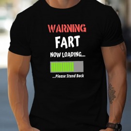 Warning Fart Loading Print Men's Short Sleeve T-shirt Summer T-shirt Top