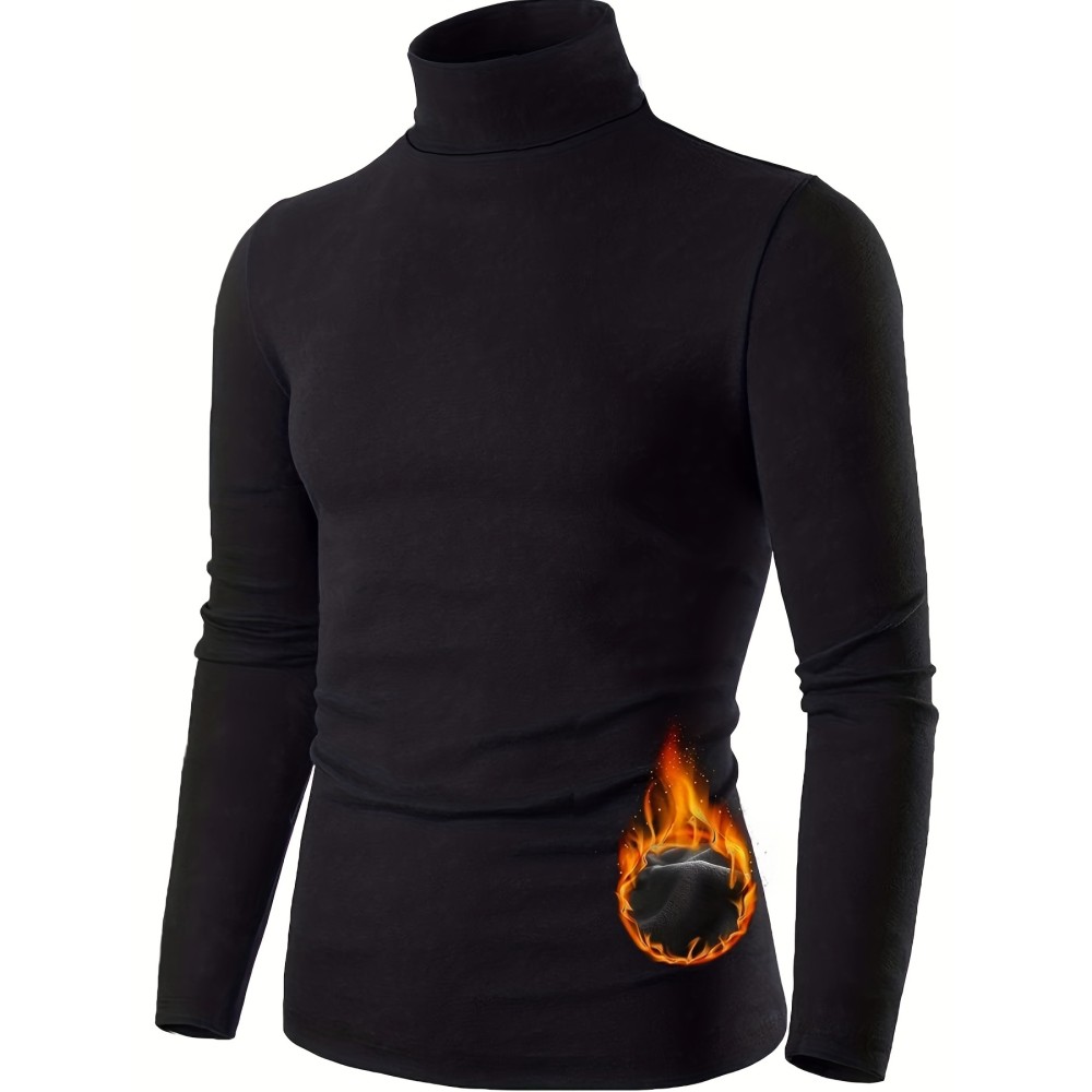 HOPLYNN Thermal Men's Solid Long Sleeve Turtleneck Shirts Pullover Knitted Tops For Men