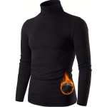 HOPLYNN Thermal Men's Solid Long Sleeve Turtleneck Shirts Pullover Knitted Tops For Men