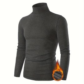 HOPLYNN Thermal Men's Solid Long Sleeve Turtleneck Shirts Pullover Knitted Tops For Men