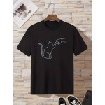 Cat Round Neck T-shirts, Causal Tees, Short Sleeves Tops, Men's Summer Clothing