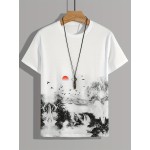 Men's Landscape Print T-Shirt - Casual and Comfortable Summer Tee