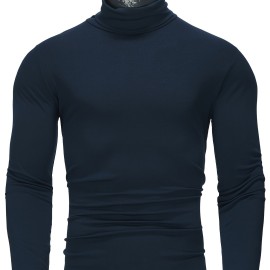 Stylish Multicolor Bottoming Shirt, Men's Turtleneck Long-sleeved T-shirt