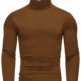 Stylish Multicolor Bottoming Shirt, Men's Turtleneck Long-sleeved T-shirt