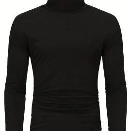 Stylish Multicolor Bottoming Shirt, Men's Turtleneck Long-sleeved T-shirt