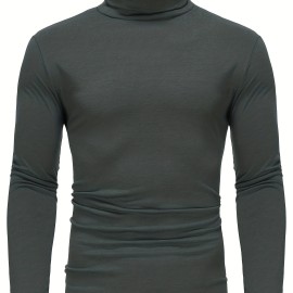 Stylish Multicolor Bottoming Shirt, Men's Turtleneck Long-sleeved T-shirt