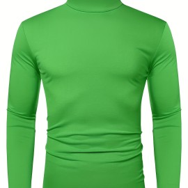 Stylish Multicolor Bottoming Shirt, Men's Turtleneck Long-sleeved T-shirt