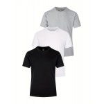 3pcs Multi Color Men's Solid Cotton Casual Short Sleeve T-Shirts Set, Basic Crew Neck Tees For Summer