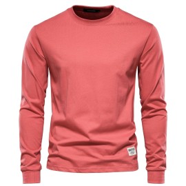 Men's Basic Solid Cotton O-neck Long Sleeve T-Shirt