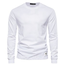 Men's Basic Solid Cotton O-neck Long Sleeve T-Shirt