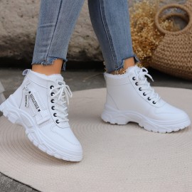 Women's Thermal Lined Winter Boots, Lace Up Platform Fluffy Non-slip Shoes, Versatile Plush Warm Casual Shoes