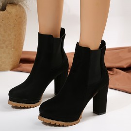 Women's Block Heeled Short Boots, Casual Lace Up Platform Ankle Boots, Metal Beads Decor Pumps