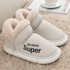 Women's Solid Color Velvet Boots, Slip On Fuzzy Warm Non-slip Soft Sole Platform Boots, Winter Snow Plush Cozy Shoes