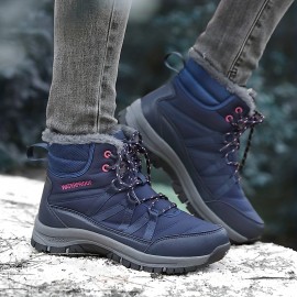 Women's Platform Snow Boots, Casual Lace Up Plush Lined Boots, Women's Comfortable Ankle Boots