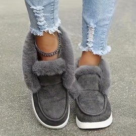 Women's Winter Snow Boots, Fuzzy Slip On Platform Short Boots, Women's Plush Lined Ankle Boots