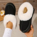 Women's Fluffy Furry Snow Boots, Thermal Plush Lined Platform Slippers, Winter Cozy Warm Ankle Boots