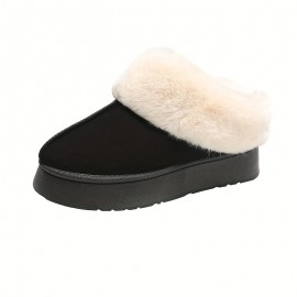 Women's Fluffy Furry Snow Boots, Thermal Plush Lined Platform Slippers, Winter Cozy Warm Ankle Boots