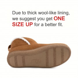 Women's Fleece Liner Fuzzy Indoor Outdoor Slippers, Cute Slip On Solid Comfort Warm Women's Shoes