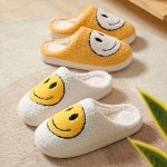 Soft Plush Cozy House Slippers Anti-skid Slip-on Smiling Face Shoes Indoor For Men Winter Shoes