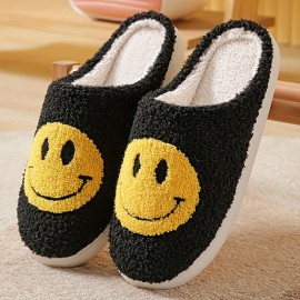 Soft Plush Cozy House Slippers Anti-skid Slip-on Smiling Face Shoes Indoor For Men Winter Shoes