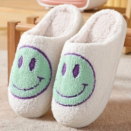 Soft Plush Cozy House Slippers Anti-skid Slip-on Smiling Face Shoes Indoor For Men Winter Shoes