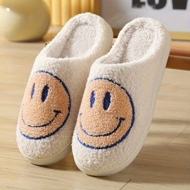 Soft Plush Cozy House Slippers Anti-skid Slip-on Smiling Face Shoes Indoor For Men Winter Shoes