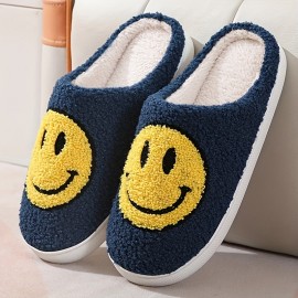 Soft Plush Cozy House Slippers Anti-skid Slip-on Smiling Face Shoes Indoor For Men Winter Shoes