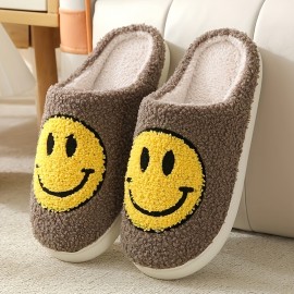 Soft Plush Cozy House Slippers Anti-skid Slip-on Smiling Face Shoes Indoor For Men Winter Shoes