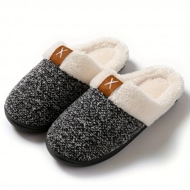 Fluffy Cozy House Slippers Anti-skid Slip-on Shoes Indoor For Men Winter Shoes