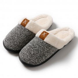 Fluffy Cozy House Slippers Anti-skid Slip-on Shoes Indoor For Men Winter Shoes