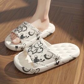 Print Cartoon Animal EVA Men Slippers Summer Thick Platform Soft Heel Non-slip Sole Home Indoor Man Bathroom Slides